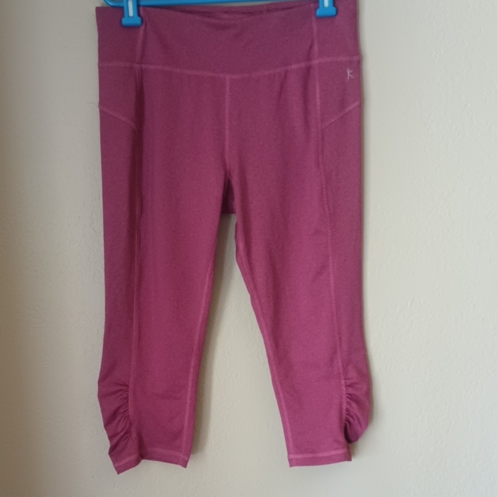 Danskin Now Pink Capri Leggings with Ruched Detail